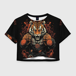 Женский топ Муай- Тай тигр в стойке боевые искусства