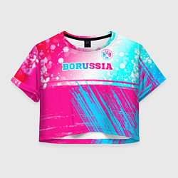 Футболка 3D укороченная женская Borussia neon gradient style посередине, цвет: 3D-принт