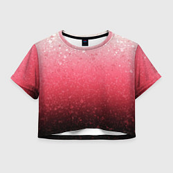 Футболка 3D укороченная женская Градиент розово-чёрный брызги, цвет: 3D-принт