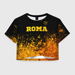 Футболка 3D укороченная женская Roma - gold gradient посередине, цвет: 3D-принт