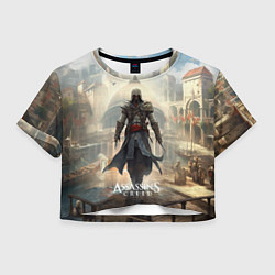 Футболка 3D укороченная женская Assassins creed большой город, цвет: 3D-принт