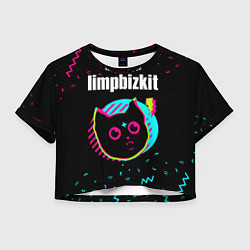 Футболка 3D укороченная женская Limp Bizkit - rock star cat, цвет: 3D-принт