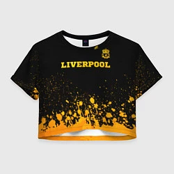 Футболка 3D укороченная женская Liverpool - gold gradient посередине, цвет: 3D-принт
