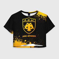 Футболка 3D укороченная женская AEK Athens - gold gradient, цвет: 3D-принт