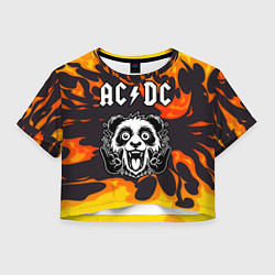 Женский топ AC DC рок панда и огонь