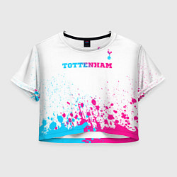 Футболка 3D укороченная женская Tottenham neon gradient style посередине, цвет: 3D-принт