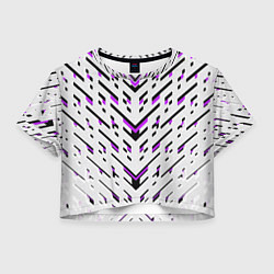 Футболка 3D укороченная женская Black and purple stripes on a white background, цвет: 3D-принт