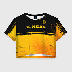 Футболка 3D укороченная женская AC Milan - gold gradient посередине, цвет: 3D-принт