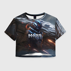 Футболка 3D укороченная женская Mass Effect game space, цвет: 3D-принт