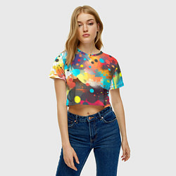 Футболка 3D укороченная женская Акварельная абстракция - нейросеть, цвет: 3D-принт — фото 2