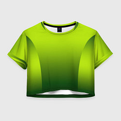 Футболка 3D укороченная женская Яркий зеленый градиентный комбинированный узор, цвет: 3D-принт