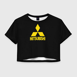 Футболка 3D укороченная женская Mitsubishi logo yelow, цвет: 3D-принт