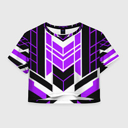 Футболка 3D укороченная женская Purple and black stripes on a white background, цвет: 3D-принт