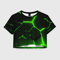 Женский топ Темные зеленые неоновые плиты в разломе