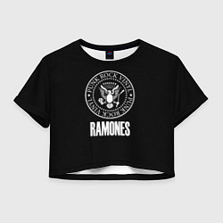 Футболка 3D укороченная женская Ramones rock logo, цвет: 3D-принт