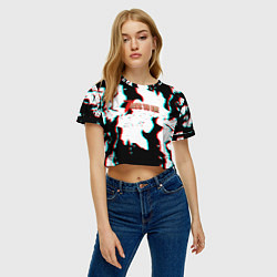 Футболка 3D укороченная женская 7 Days to die glitch fire, цвет: 3D-принт — фото 2