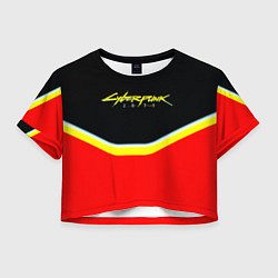 Футболка 3D укороченная женская Cyberpunk 2077 geometry, цвет: 3D-принт