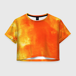 Футболка 3D укороченная женская Текстура огненного цвета, цвет: 3D-принт