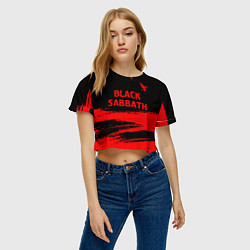 Футболка 3D укороченная женская Black Sabbath - red gradient посередине, цвет: 3D-принт — фото 2