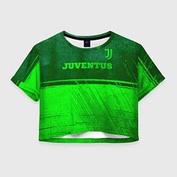 Футболка 3D укороченная женская Juventus - green gradient посередине, цвет: 3D-принт