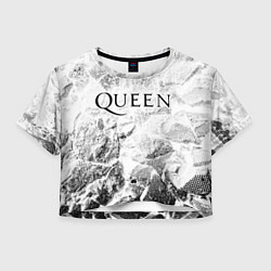Футболка 3D укороченная женская Queen white graphite, цвет: 3D-принт