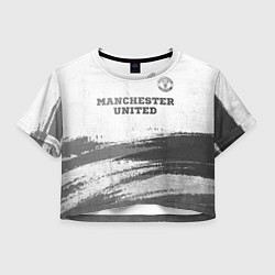 Футболка 3D укороченная женская Manchester United - white gradient посередине, цвет: 3D-принт