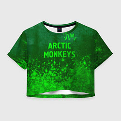 Футболка 3D укороченная женская Arctic Monkeys - green gradient посередине, цвет: 3D-принт