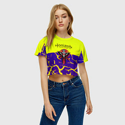 Футболка 3D укороченная женская Horizon zero dawn разломы, цвет: 3D-принт — фото 2