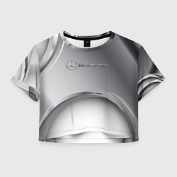 Футболка 3D укороченная женская Mercedes benz grey, цвет: 3D-принт