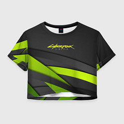 Футболка 3D укороченная женская Cyberpunk 2077 stripes line, цвет: 3D-принт