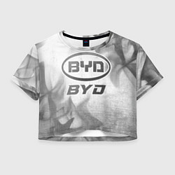 Футболка 3D укороченная женская BYD - white gradient, цвет: 3D-принт