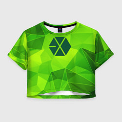 Футболка 3D укороченная женская Exo green poly, цвет: 3D-принт