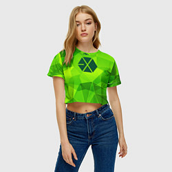 Футболка 3D укороченная женская Exo green poly, цвет: 3D-принт — фото 2