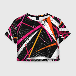 Футболка 3D укороченная женская Разноцветные праздничные линии, цвет: 3D-принт