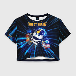 Футболка 3D укороченная женская Robot trains Kay, цвет: 3D-принт
