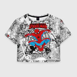 Футболка 3D укороченная женская Человек паук комиксы, цвет: 3D-принт