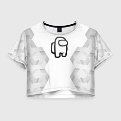 Футболка 3D укороченная женская Among Us white poly, цвет: 3D-принт