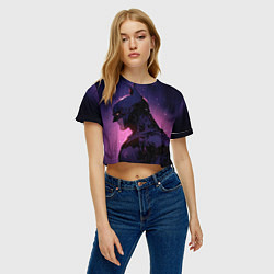 Футболка 3D укороченная женская Batman - Neon rain, цвет: 3D-принт — фото 2