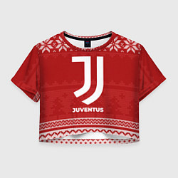 Футболка 3D укороченная женская Новогодний Juventus, цвет: 3D-принт
