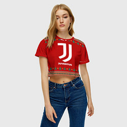 Футболка 3D укороченная женская Juventus new year, цвет: 3D-принт — фото 2