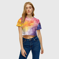 Футболка 3D укороченная женская Краски акварели, цвет: 3D-принт — фото 2