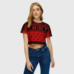 Футболка 3D укороченная женская ACDC christmas sweater, цвет: 3D-принт — фото 2