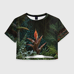 Футболка 3D укороченная женская Объемные растения, цвет: 3D-принт