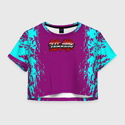 Футболка 3D укороченная женская Tekken краски неон, цвет: 3D-принт