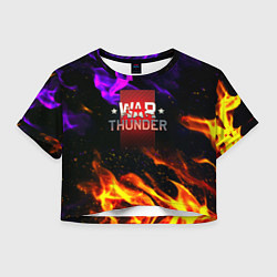 Футболка 3D укороченная женская Warthunder neon flame, цвет: 3D-принт