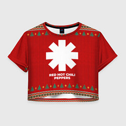 Футболка 3D укороченная женская Red Hot Chili Peppers new year, цвет: 3D-принт