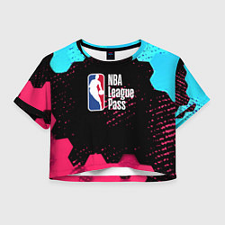 Футболка 3D укороченная женская NBA баскетбол соты неон, цвет: 3D-принт