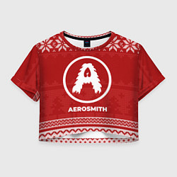 Футболка 3D укороченная женская Новогодний Aerosmith, цвет: 3D-принт