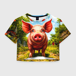 Женский топ Свинка в деревне
