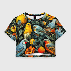 Футболка 3D укороченная женская Кукушки, цвет: 3D-принт
